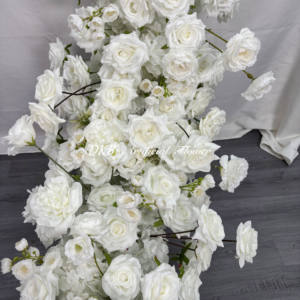 Location d'événements, centre de table floral pour mariage, roses artificielles blanches, chemin de table fleuri, décoration de fond, arrangements floraux pour arche - Product Image 6