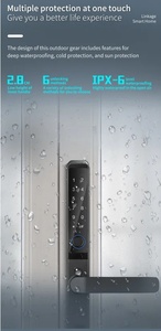 Mỏng thông minh màn hình khóa cửa sổ IP66 không thấm nước 2085 2585 3092 Lỗ mộng trở lại bảng điều khiển với xử lý độ dày 22 mét thông minh nhôm khóa - Product Image 5