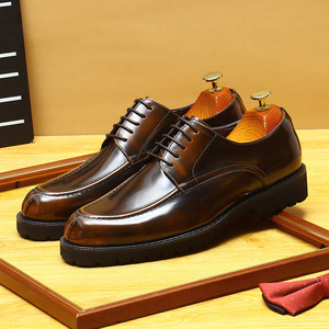 Zapatos de vestir de cuero de nuevo estilo para hombres: zapatos formales de negocios con cordones de punta estrecha de cuero genuino de alta calidad - Product Image 2