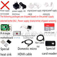 Raspberry pi 4 modèle B 1 Go 2 Go 4 Go 8 Go de RAM (boîtier + ventilateur + carte SD 16 Go + alimentation + micro câble ou écran) Raspberry Pi4 MODULE B Kit 1,2