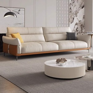 Italian Minimalist <b>Sofa</b> L-Shaped Genuine Leather Modern Living Room Furniture Light Luxury Home Use Upholstered - Product Image 2