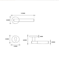 Serrure de porte grise pour intérieur, poignée de porte en alliage d'aluminium symétrique pour chambre, mécanismes de serrures à levier d'entrée, modèle Matrix
