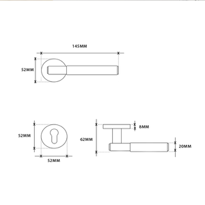 Graues Türschloss für Innenräume, geteiltes Schlafzimmerschloss, symmetrischer Eingangstürgriff aus Aluminiumlegierung, Hebel-Schlossmechanismen, <span class=keywords><strong>Matrix</strong></span> - Product Image 5