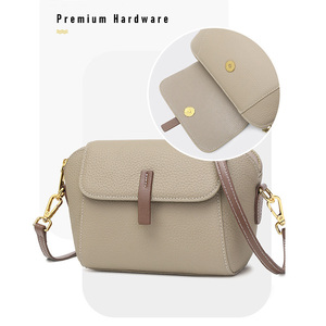 Cowhide Small <b>Square</b> Shoulder Bag Genuine Leather Bag Women's Trendy and High-end Girl's Large Capacity Crossbody Cosmetic Bag - Product Image 3