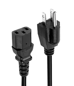 Enchufe americano estándar Iec320 C13 enchufe a Nema 5-15p enchufe cable de alimentación reemplazo de clavija de 3 pines cable de extensión de alimentación de CA Universal