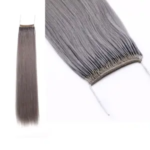 Hübsch aussehende graue Farbe jungfräuliche Echthaar verlängerung Großhandel erstklassige Haar perücke Knoten faden Haar verlängerung