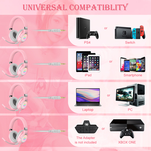 Auriculares plegables de alta <span class=keywords><strong>calidad</strong></span> para Gamer, audífonos con micrófono desmontable, color rosa, <span class=keywords><strong>ONIKUMA</strong></span> K15, nuevo diseño - Product Image 6