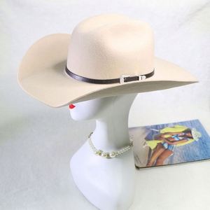 Sombrero de Vaquero de Lujo OEM ODM con Cinturón de Cuero y Fieltro 100% Lana, Estilo Americano Occidental, Diseño Liso para Fiestas y Viajes - Product Image 3
