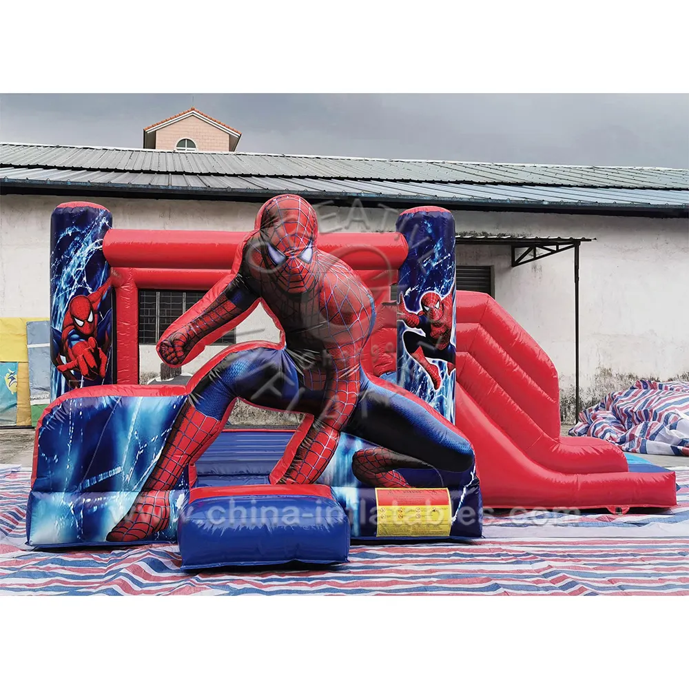 Commercial inflatable spider man bouncy castle spiderman bouncer slide jumping Combo for outdoor
