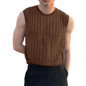 Canotta Estiva Senza Maniche per <span class=keywords><strong>Uomo</strong></span>, Design alla <span class=keywords><strong>Moda</strong></span>, Maglietta Trasparente in Maglia - Product Image 1