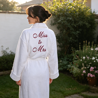 Peignoir en coton 100% avec broderie personnalisée, doux, séchage rapide, respirant, unisexe, blanc, pour hôtel, spa, cadeau de mariage