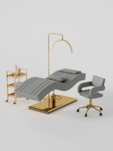 High Quality Salon Furniture Black Gold Cosmetic Salon Bed Set Luxury Modern Height <b>Adjustable</b> Eye Lash Bed with Chair - Product Image 5
