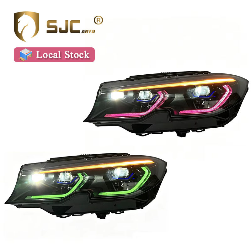 Sjc Smoked Rgb Laser-Style LED Headlight Assembly For BMW 3 Series G20 / G28 2020-2022 Rgb