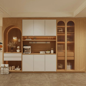 <span class=keywords><strong>Mueble</strong></span> Zapatero de Estilo Francés Tradicional Moderno para Sala de Estar, Almacenamiento Modular Personalizado para Toda la Casa con Puertas Integradas de Mimbre Tejido - Product Image 2