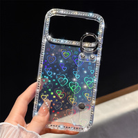 Coque de téléphone de luxe en TPU avec bracelet diamanté et paillettes pour iPhone 17 Air 16 15 Pro Max, support DIY et protection d'objectif transparente