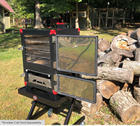 Four à charbon portable, double paroi isolée, pour fumer et cuisiner, adapté pour les barbecues intérieurs et extérieurs
