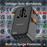 Adaptador de Viaje Universal Slim Plug Todo en Uno para Reino Unido, Estados Unidos, UE, Australia, 15 W PD, Cargador de Energía Mini Ultrafino 4 en 1 con 7 Puertos