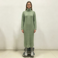 Robe longue en maille côtelée noire de haute qualité pour femme, personnalisable OEM & ODM, collection Gillian Midi, vente en gros