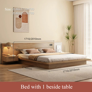 Japanese Floor <b>Bed</b> Modern King <b>Size</b> Platform Wooden Frame Bedroom Furniture Double With Nightstand BZ-106 Bedroom Furniture Wood - Product Image 5