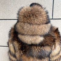 Manteau court en vraie fourrure de raton laveur pour femme, à capuche, taille haute, avec chapeau, vente en gros