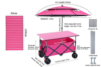 Chariot de transport multifonctionnel 420L Grande capacité Chariot pliable robuste Chariot à roulettes Pliage réglable Stand de vente de collations