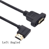 Câble d'extension HDMI à angle gauche et droit à 90 degrés 19p 1.4 mâle à femelle avec trou de vis peut verrouiller le câble de montage sur panneau 30cm