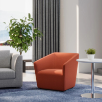 Fauteuil de loisirs moderne de luxe haut de gamme à une place, revêtement en tissu PU, pieds en noyer, pour bureau, appartement, hall d'hôtel