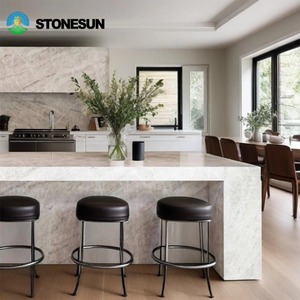 StoneSun lempengan batu granit putih alami Brasil, lempengan kuarsa Taj Mahal UNTUK meja dapur - Product Image 3