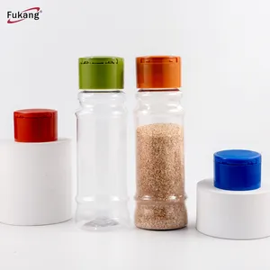 Free Sample Empty Spice Bottles Clear Plastic 100/250Ml Pet Salt Shaker Seasoning Jar