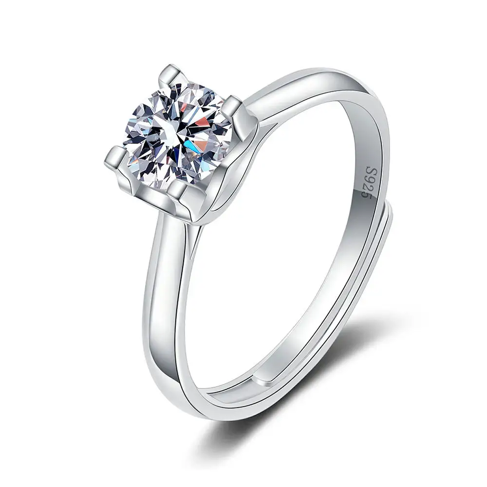 כסף סטרלינג S925 מויסניט יהלום אירוסין באינטרנט Cz הבטחה כלה טבעת תכשיטי להקת נצח