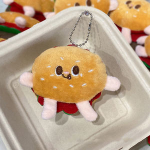 Mignon dessin animé <span class=keywords><strong>Burger</strong></span> en peluche pendentif porte-clés cadeau d'anniversaire meilleur ami cadeau jouets en peluche en gros - Product Image 2