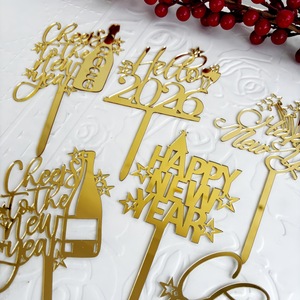 Décorations de gâteau en acrylique « Bonne Année 2026 » – Miel et Douceur – Accessoire pour gâteaux de Noël et du Nouvel An Chinois - Product Image 5