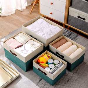 Stylish Closet Storage Box Cotton Linen Fabric Foldable <b>Basket</b> Cubes Organizer - Product Image 2