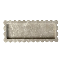 Stonekocc Vintage marbre naturel Beige travertin pierre festonnée plateau Rectangle dentelle ménage plateau de rangement accessoires