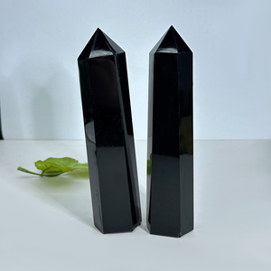 All'ingrosso di cristallo naturale nero di ossidiana punto di bacchetta spirituale pietra di guarigione grandi torri di ossidiana per la decorazione - Product Image 6