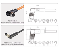 Kabel PVC/PUR M8 1/2/5 Meter dengan Konektor 3 4 5 6 8 Pin Lurus dan Sudut untuk Sensor Robot, Konektor Kabel Motor