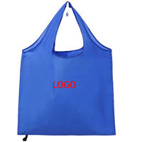 Sac de courses pliable en polyester avec impression de logo personnalisé en gros, écologique, réutilisable, pliable, pour cadeau