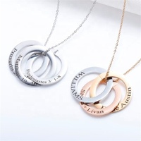 Yiwu Aceon En Acier Inoxydable 3 Cercle Collier Cadeau Rondelle Gravable Délicats et Verrouillage Rondelle Collier