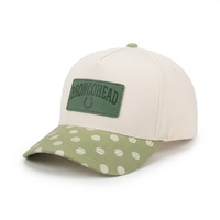 Casquettes 5 panneaux pour hommes, casquettes de camionneur, casquettes de baseball, casquettes à dessus plat, texture cuir, visière à pois, patch en cuir, bicolores, décontractées