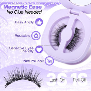 Kit d'extensions de <span class=keywords><strong>cils</strong></span> <span class=keywords><strong>magnétiques</strong></span> en <span class=keywords><strong>faux</strong></span> vison 3D réutilisables, doux, légers, faits à la main, <span class=keywords><strong>sans</strong></span> colle, avec applicateur magnétique - Product Image 2