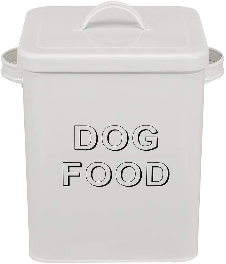 contenedor bin y la comida de perro de almacenamiento lata con la tapa con la manija | 4lbs Capacidad | Servir cuchara incluido