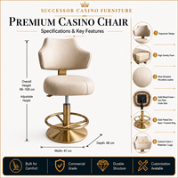 Fauteuil de jeu de casino de haute qualité Successor, siège pivotant réglable en hauteur pour table de poker et salle de jeux