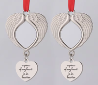 Ornements commémoratifs pour animaux de compagnie Millan Angel Wing, sublimation laser, argent antique, pendentif pour animaux de compagnie disparus, ornement de Noël pour animaux de compagnie, fabrication
