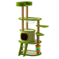 Arbre à chat écologique vert avec tapis rafraîchissant, combiné avec panneau en sisal haute densité, tour pour chat toutes saisons, grande structure d'escalade universelle pour chat