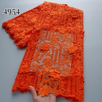 Encaje Africano de Alta Calidad 4954, Encaje Guipur Bordado con Flores 3D, Encaje Soluble en Agua, Tela de Encaje para Vestido de Novia