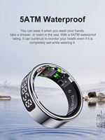 Anneau intelligent R11 étanche 5 ATM, 3,3 g, en acier inoxydable, moniteur de fréquence cardiaque, d'oxygène sanguin, de sommeil, de santé, podomètre, suivi de la distance parcourue, suivi de la forme physique