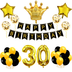 Globo de Aluminio con Forma de Estrella de Cinco Puntas y Corona, Color Negro y Dorado, para Fiestas de Cumpleaños y Aniversarios de 18, 21 y 30 Años - Product Image 3