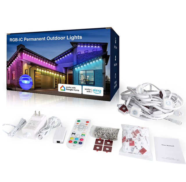 Smart Permanent Christmas Lighting DC24V Ws2811 RGB Full Color 50ft 100ft  Outdoor LED Eaves Lights