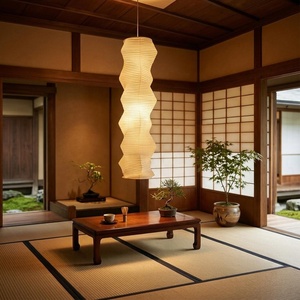 <span class=keywords><strong>Lustre</strong></span> <span class=keywords><strong>en</strong></span> <span class=keywords><strong>papier</strong></span> Washi de style <span class=keywords><strong>japonais</strong></span> Akari pour hôtel, villa, abat-jour long <span class=keywords><strong>en</strong></span> <span class=keywords><strong>papier</strong></span> de riz, lampe suspendue, emballage portable - Product Image 2