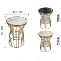 Table d'angle ronde en métal et marbre, sofa de salon et d'hôtel de luxe moderne, table d'angle